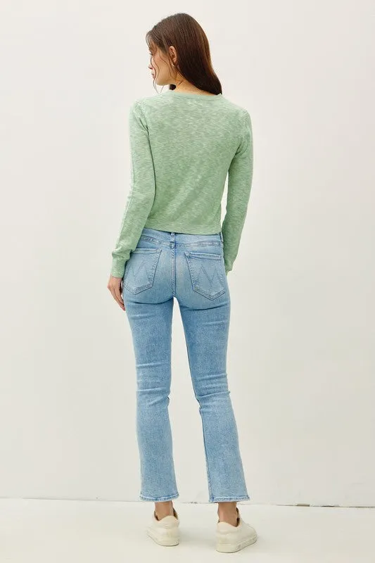 Remi Long Sleeve Button Down Cardigan Green
