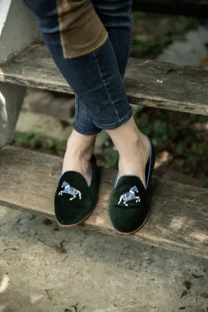 Rönner Mimosa Horse Green & Light Blue Velvet Loafer