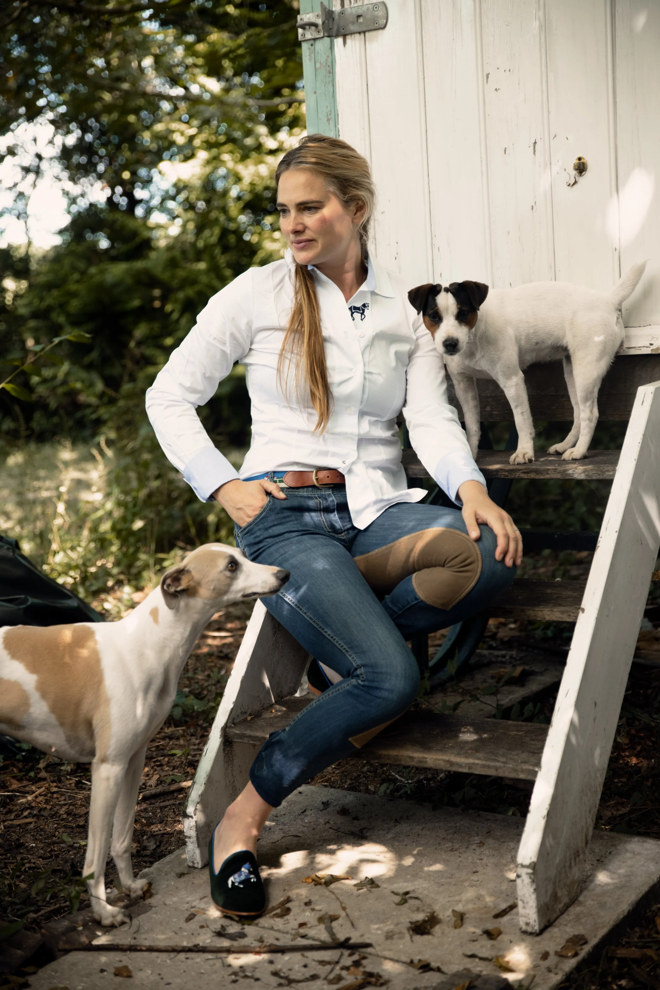 Rönner Mimosa Horse Green & Light Blue Velvet Loafer