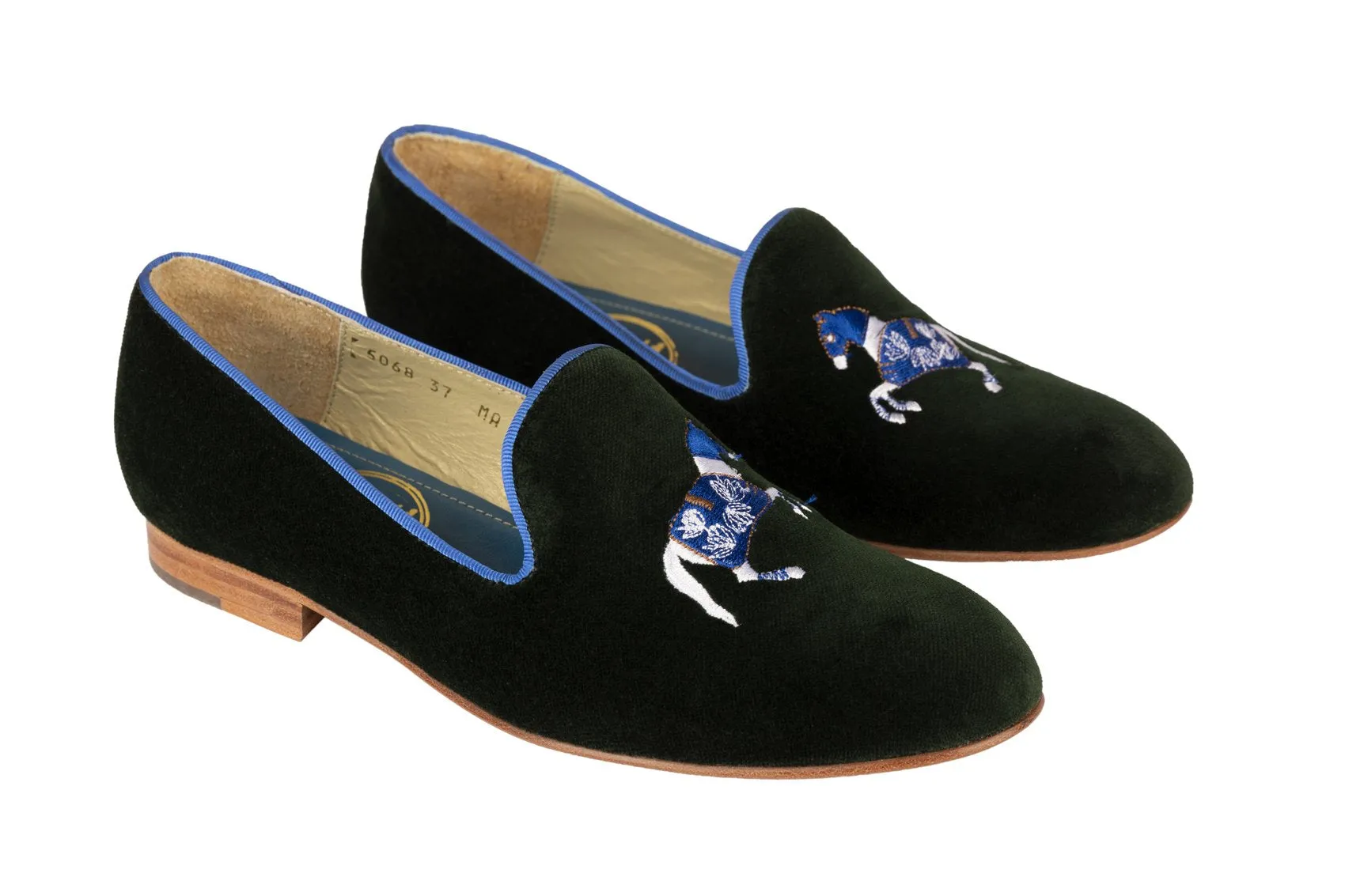 Rönner Mimosa Horse Green & Light Blue Velvet Loafer