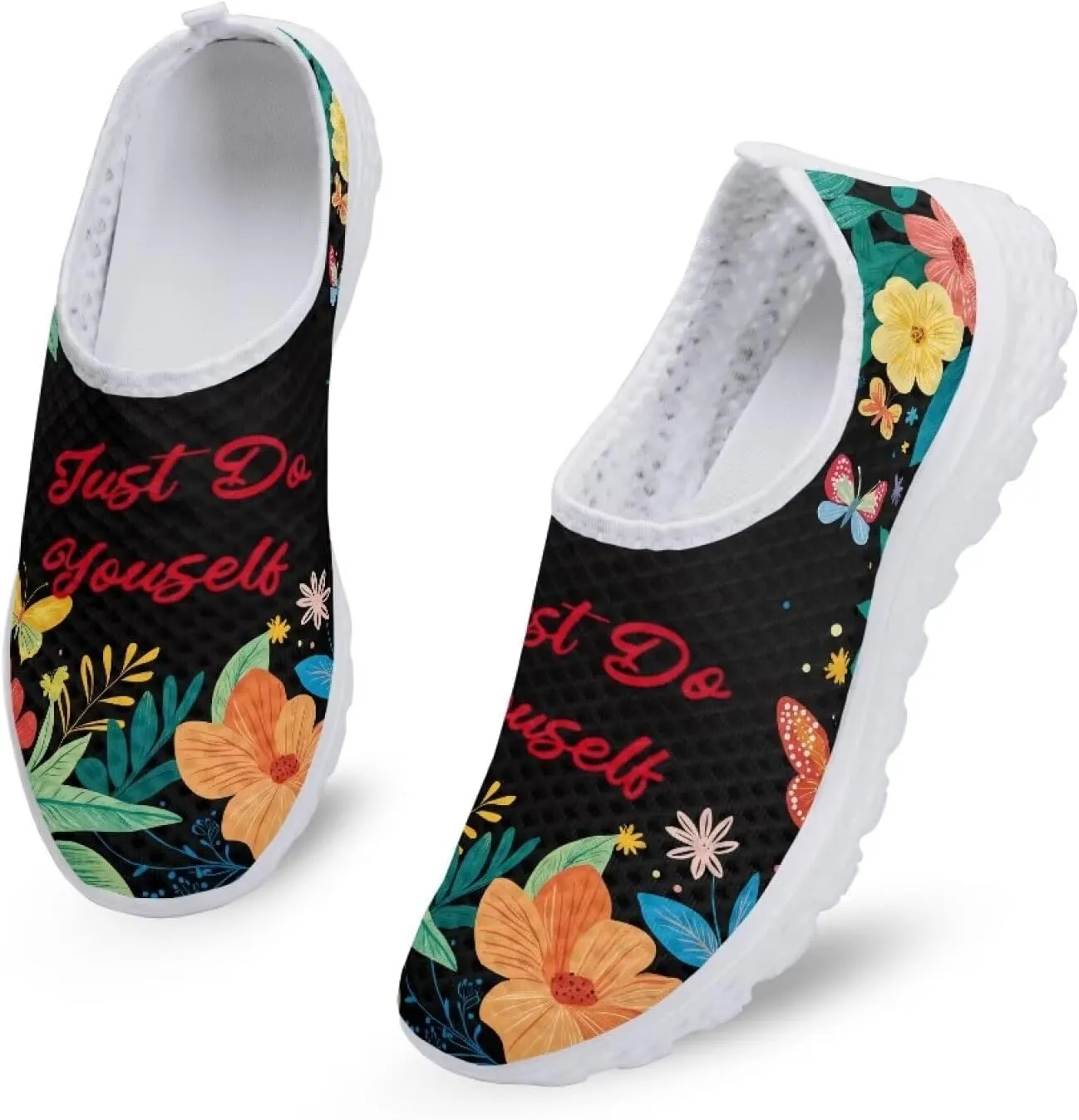 Shoes for Womens Girls Walking Sneakers Casual Slip On Outdoor Tennis Loafers for Athletic Gym Size 5.5-11.5 White Sole