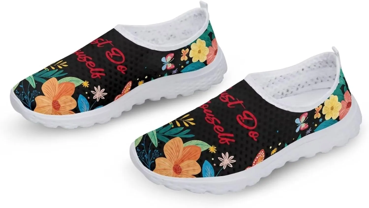 Shoes for Womens Girls Walking Sneakers Casual Slip On Outdoor Tennis Loafers for Athletic Gym Size 5.5-11.5 White Sole