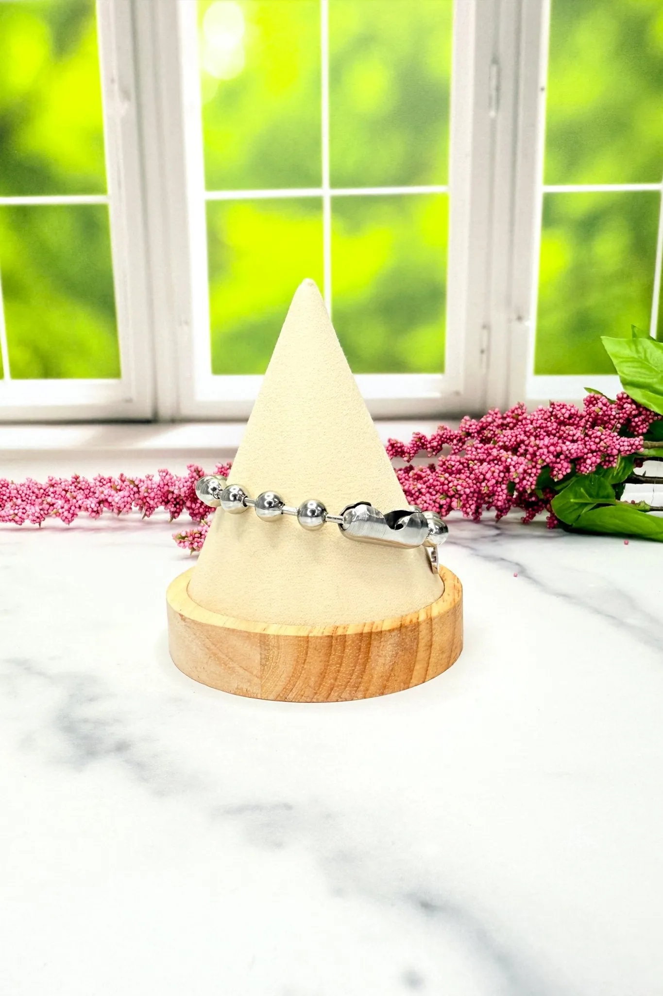 Silver Ball & Chain Bracelet
