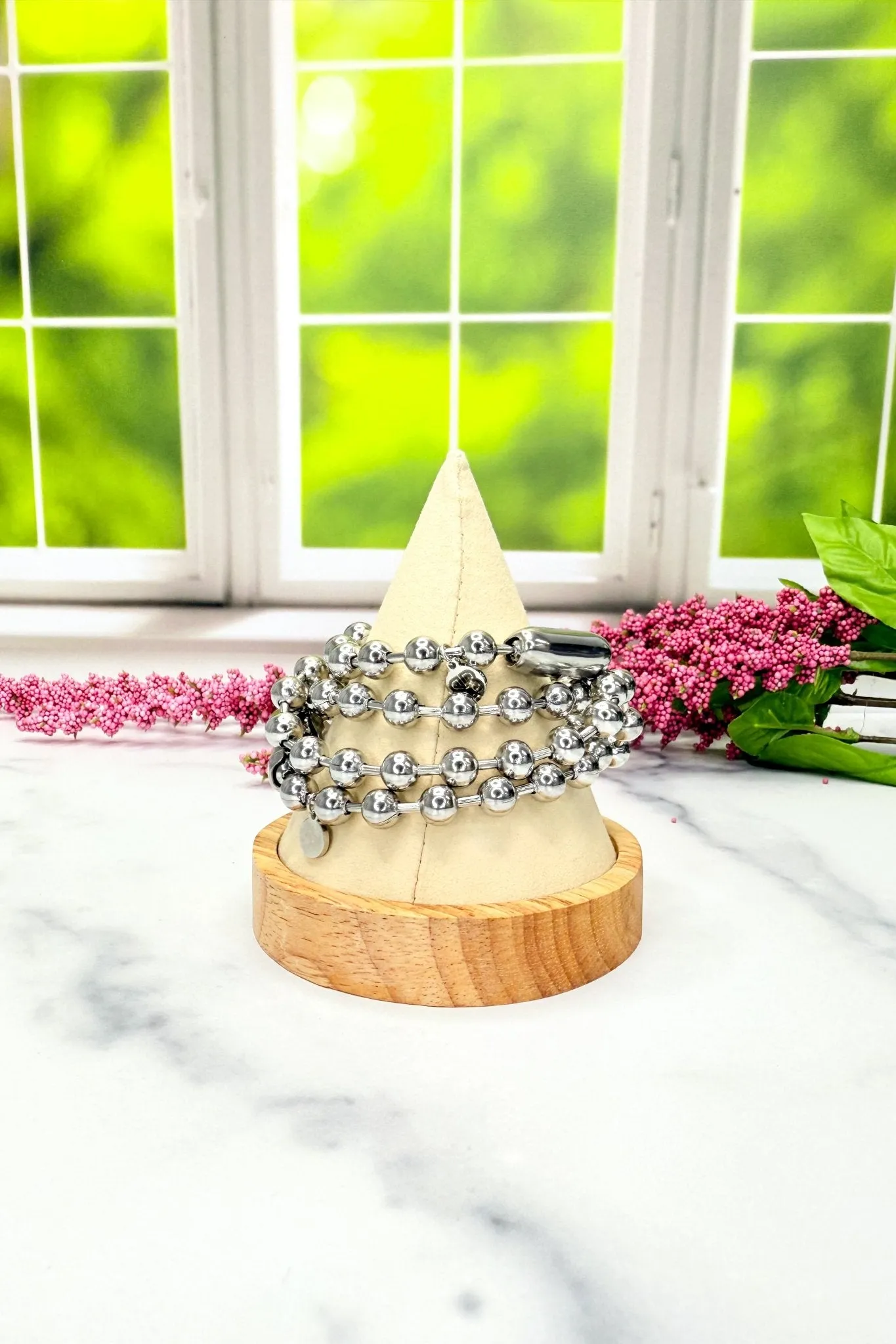 Silver Ball & Chain Bracelet