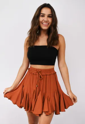 Solid Mini Flared Skirt
