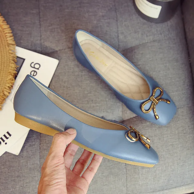 Spring Women Soft Leather Ballerina Flats Comfortable Green Pink Beige Ballet Flats Square Toe Korea