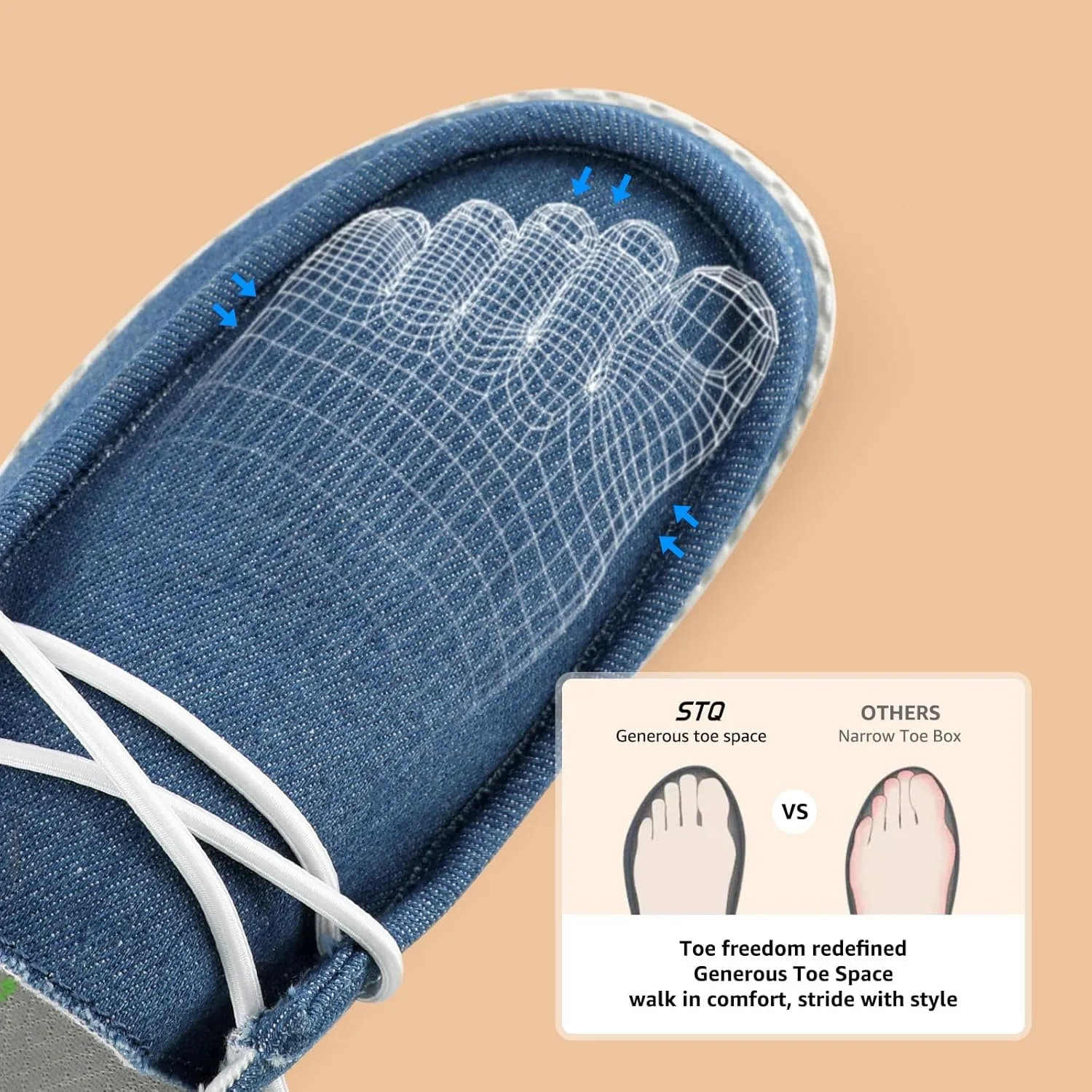 STQ Women's Orthopedic LoafersLightweight Casual Boat Shoes for Plantar Fasciitis
