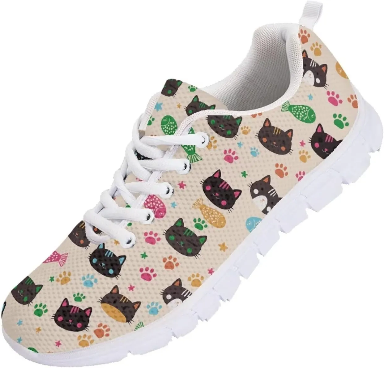 SYtrade Women's Running Shoes Lace Up Walking Tennis Sneakers White Sole