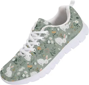 SYtrade Women's Running Shoes Lace Up Walking Tennis Sneakers White Sole