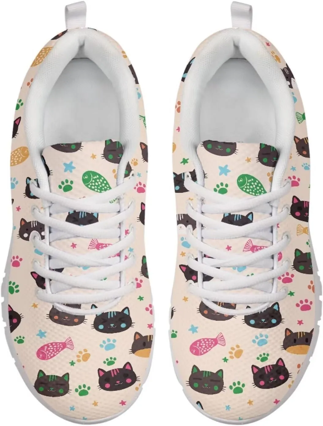 SYtrade Women's Running Shoes Lace Up Walking Tennis Sneakers White Sole