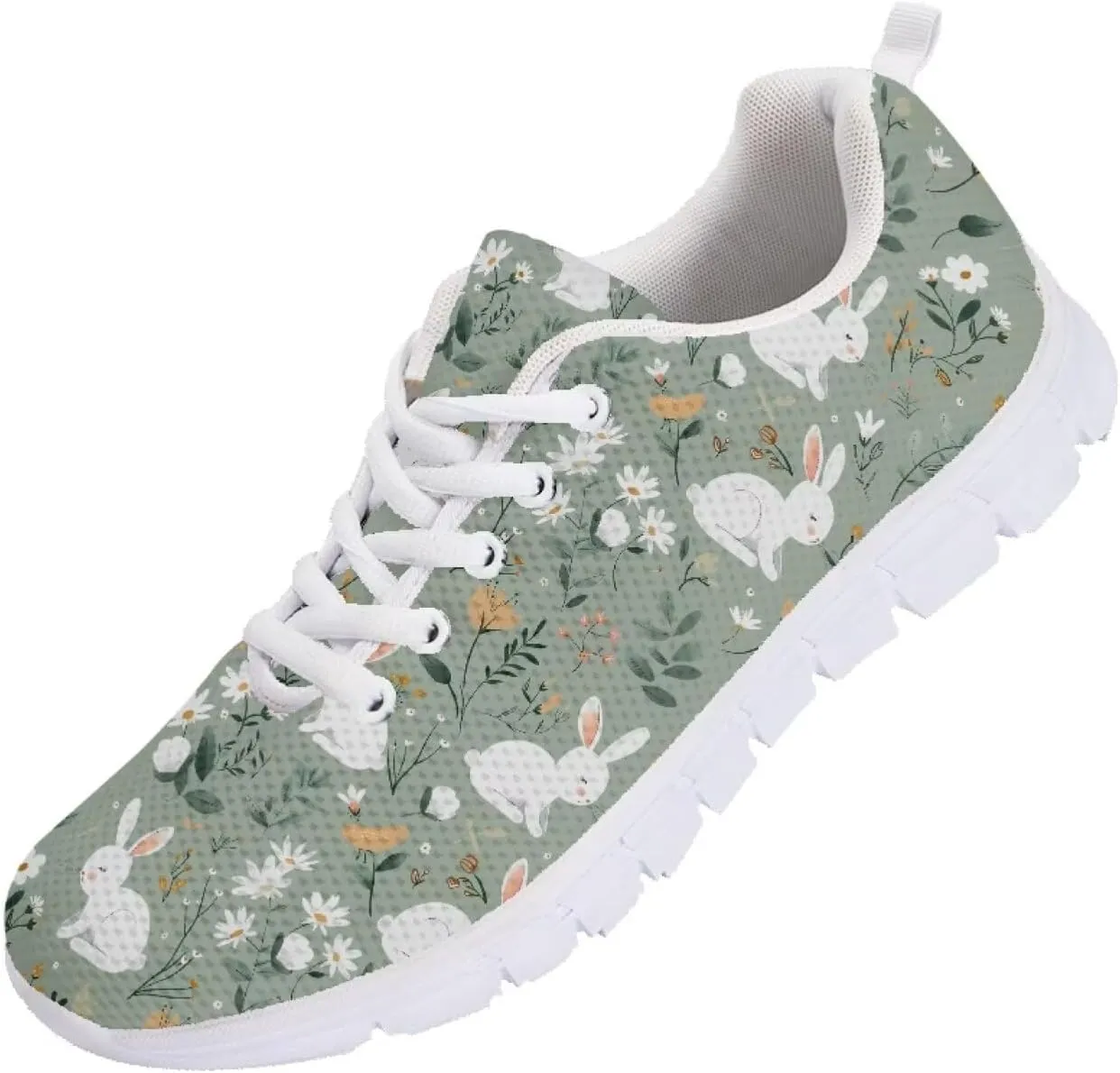 SYtrade Women's Running Shoes Lace Up Walking Tennis Sneakers White Sole