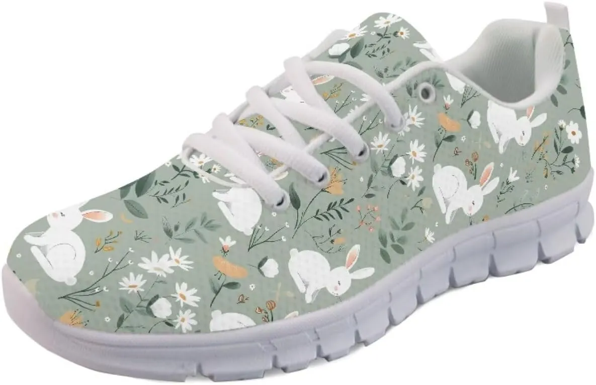 SYtrade Women's Running Shoes Lace Up Walking Tennis Sneakers White Sole