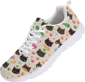 SYtrade Women's Running Shoes Lace Up Walking Tennis Sneakers White Sole