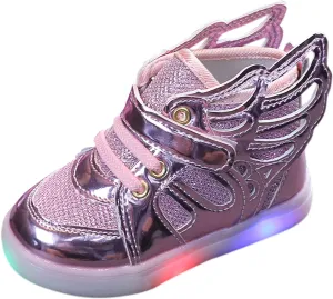 Toddler Boys Girls Light Up Shoes Butterfly Ankle Boots Lightweight Breathable Anti-Slip Led Flashing Sport Sneakers (Pink, 11 Little Kid)