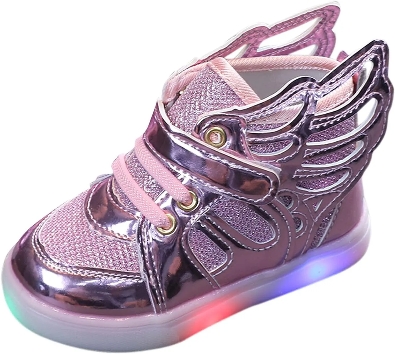 Toddler Boys Girls Light Up Shoes Butterfly Ankle Boots Lightweight Breathable Anti-Slip Led Flashing Sport Sneakers (Pink, 11 Little Kid)
