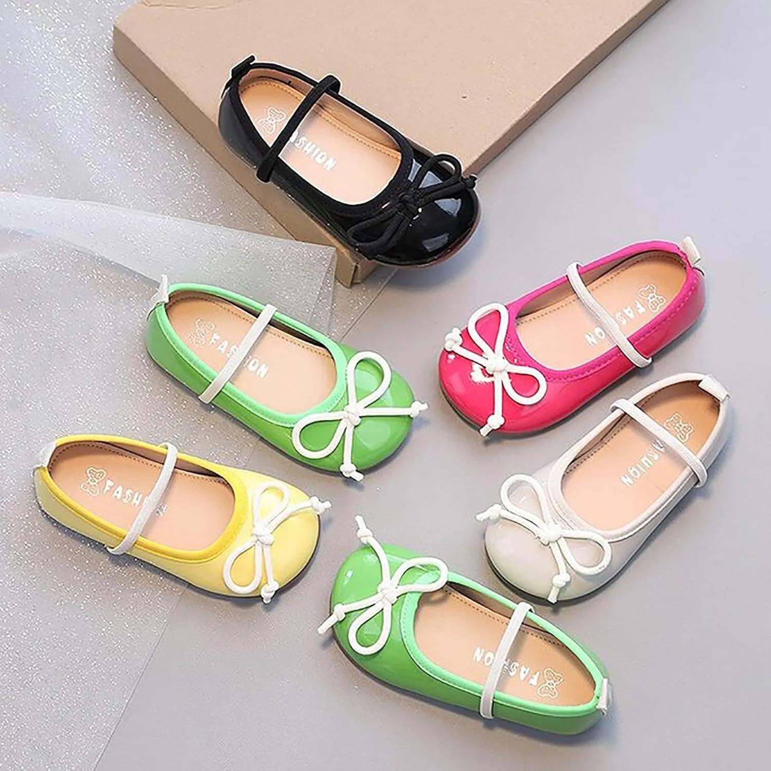 Toddler Girl Mary Jane Dress Bowknot Flats Little Girl School Wedding Shoes Soft Sole Non Slip Faux Leather Shoes