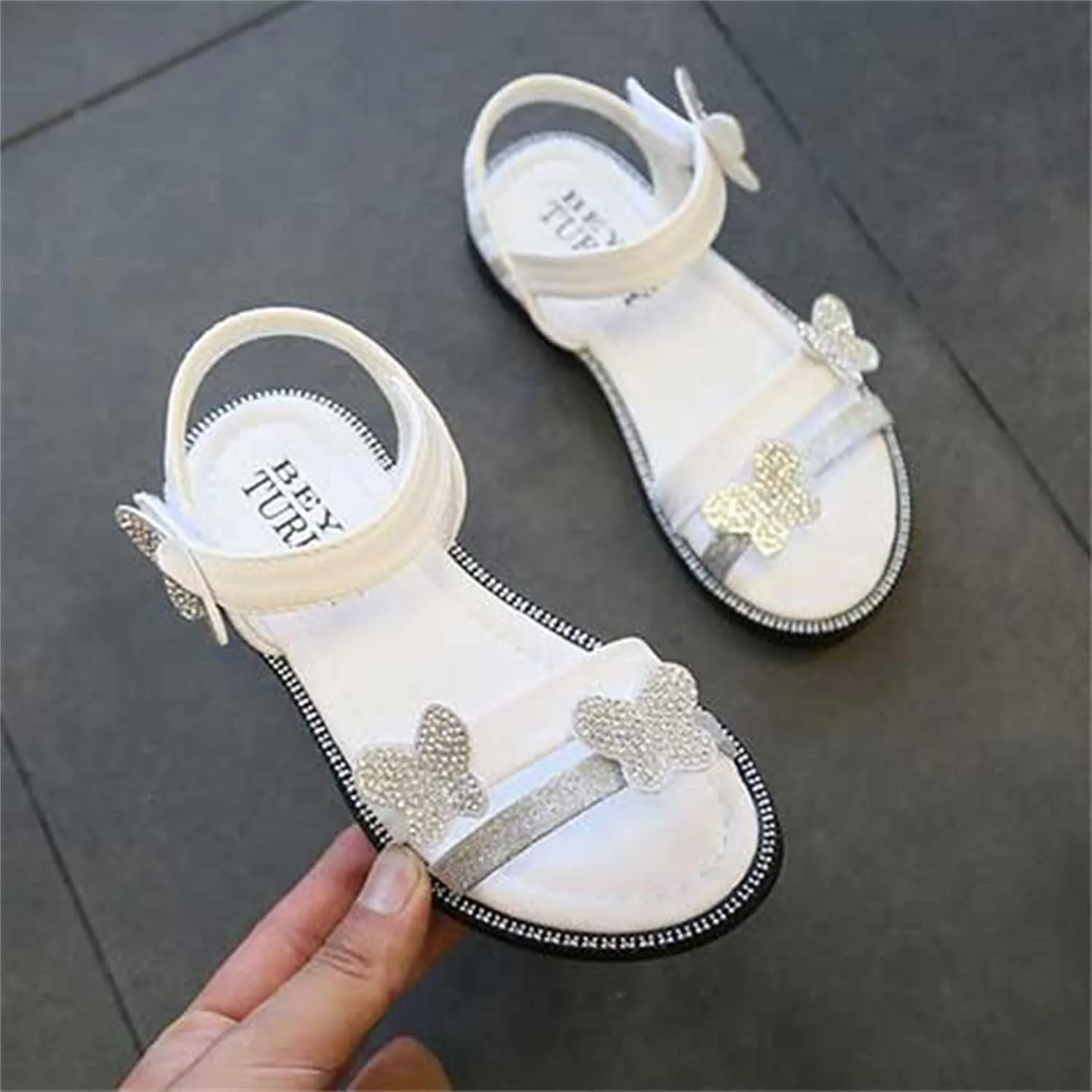 Toddler Girls Butterfly Sandals Summer Outdoor Closed Toe Soft Rubber Sole Beach Water Shoes Dress Girls Dress