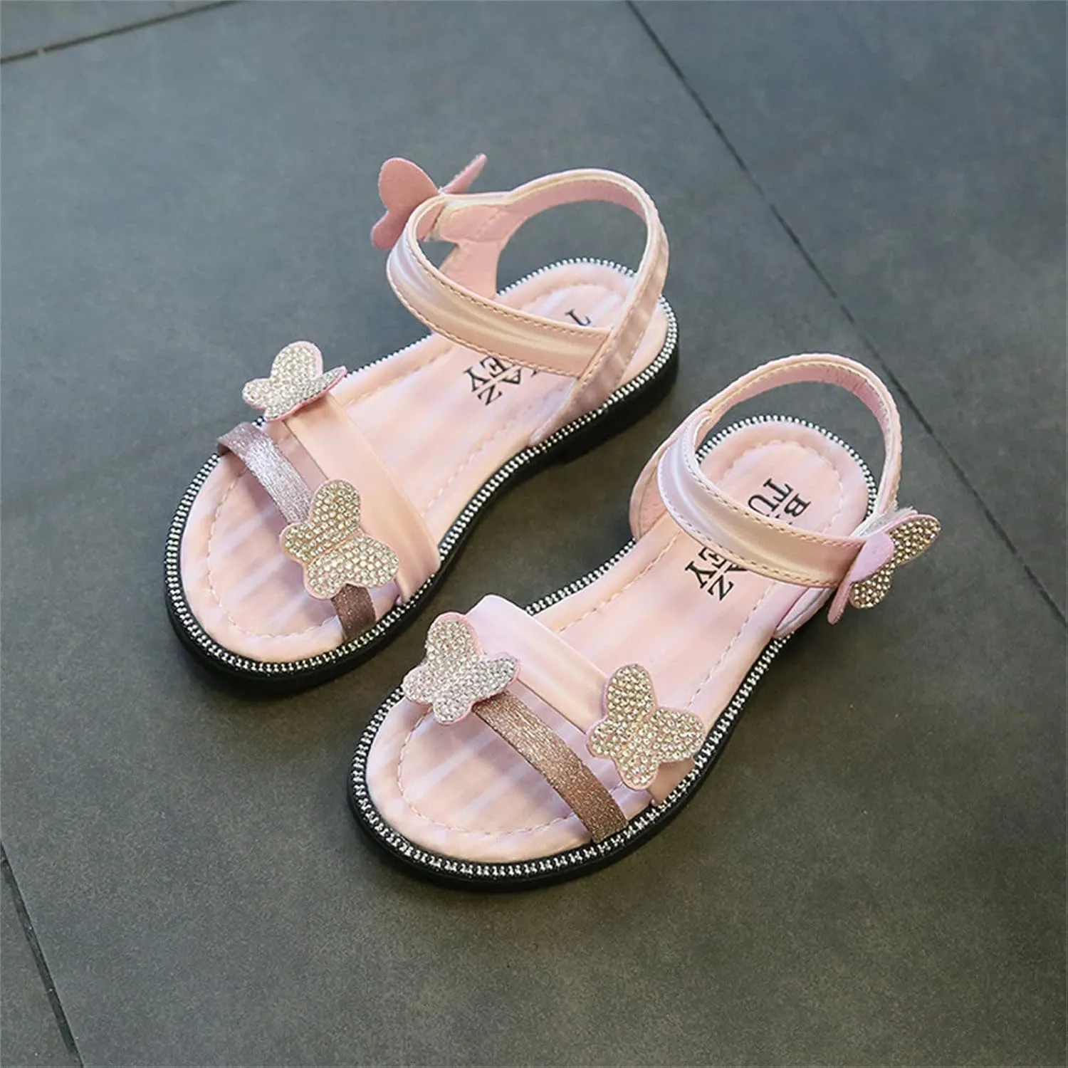 Toddler Girls Butterfly Sandals Summer Outdoor Closed Toe Soft Rubber Sole Beach Water Shoes Dress Girls Dress