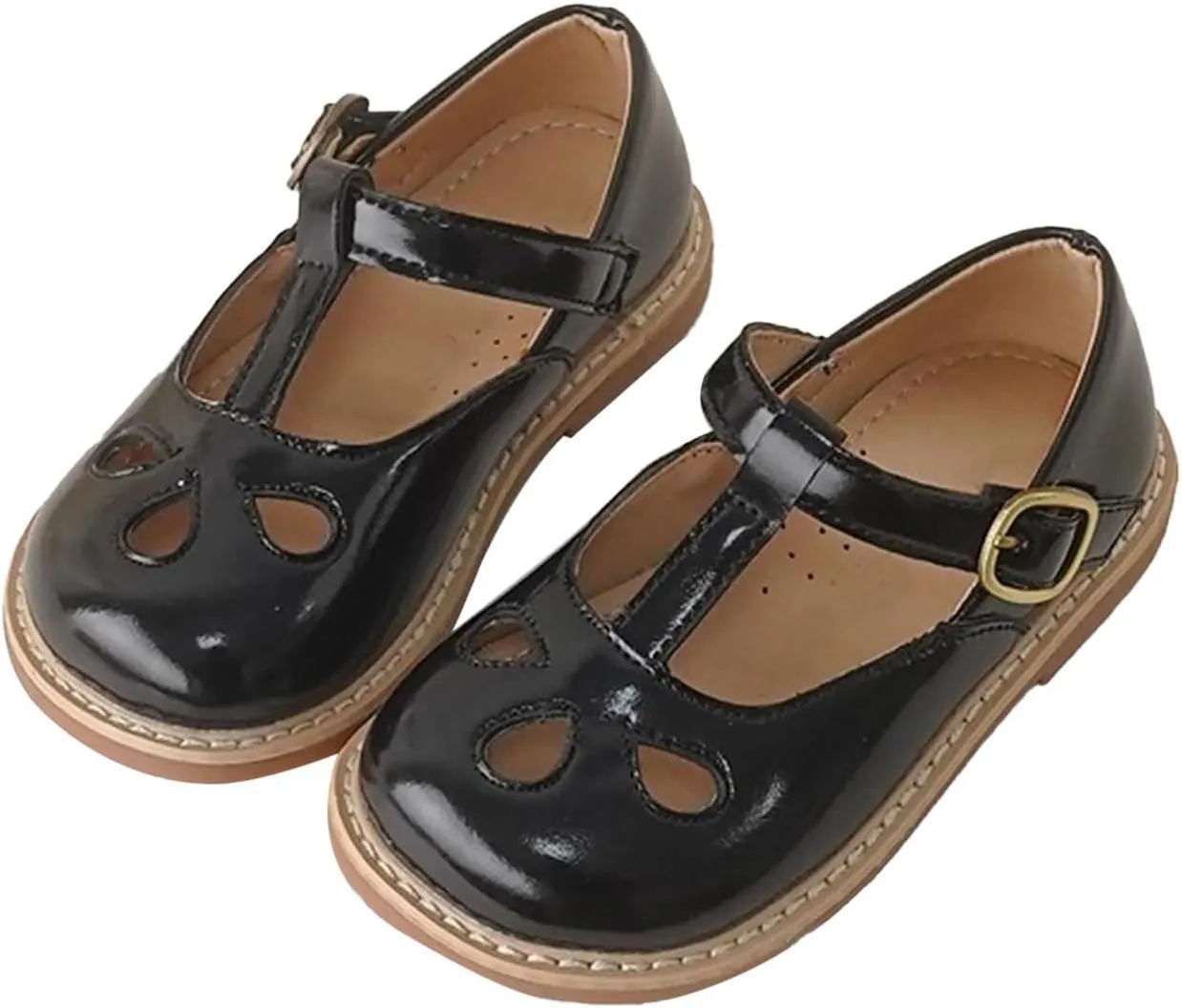 Toddler Little Girl Mary Jane Dress Shoes, Ballet Flats for 2 to 12 Girls Party School Flat Bottom Non Slip Shoes