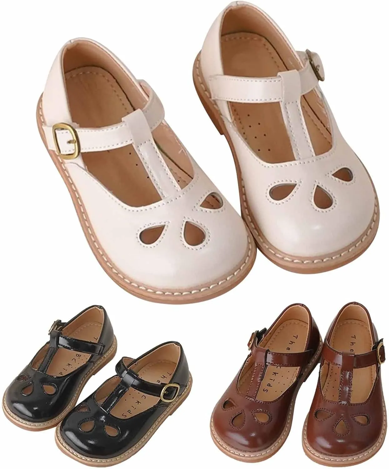 Toddler Little Girl Mary Jane Dress Shoes, Ballet Flats for 2 to 12 Girls Party School Flat Bottom Non Slip Shoes