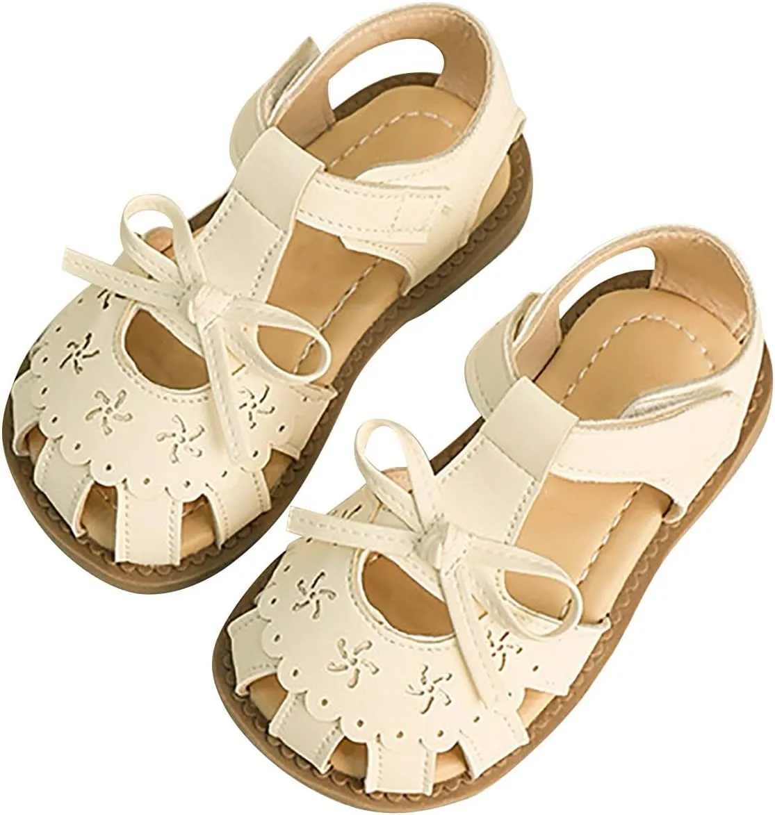 Toddler Little Kids' Classic Rome Open-Toe Flats Flower Summer Dress Sandals Shoes Soft Bottom Cute Bowknot Shoes