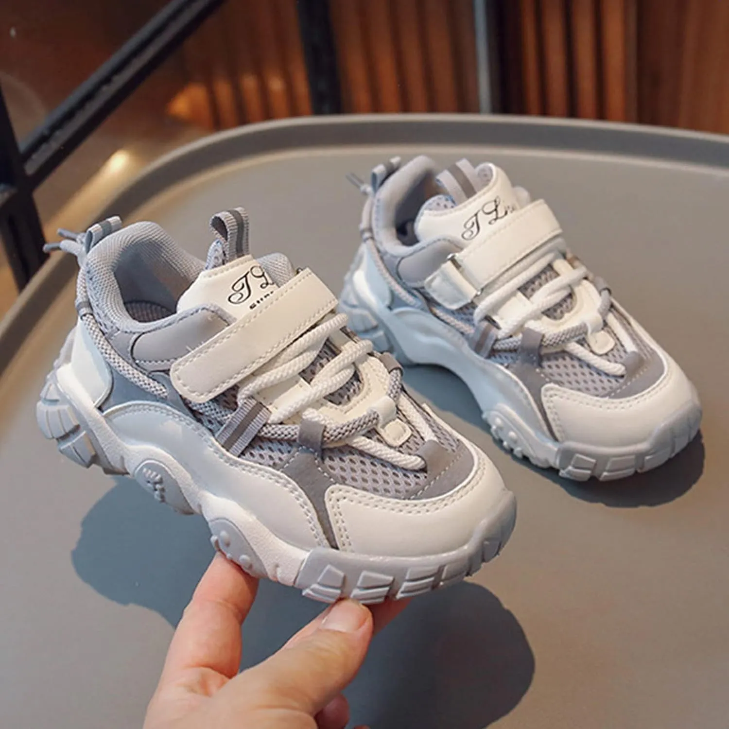Toddler Mesh Sneakers for Boys Girls Hook and Loops Children Thick Sole Non Slip Lightweight Running Wedge Sneaker