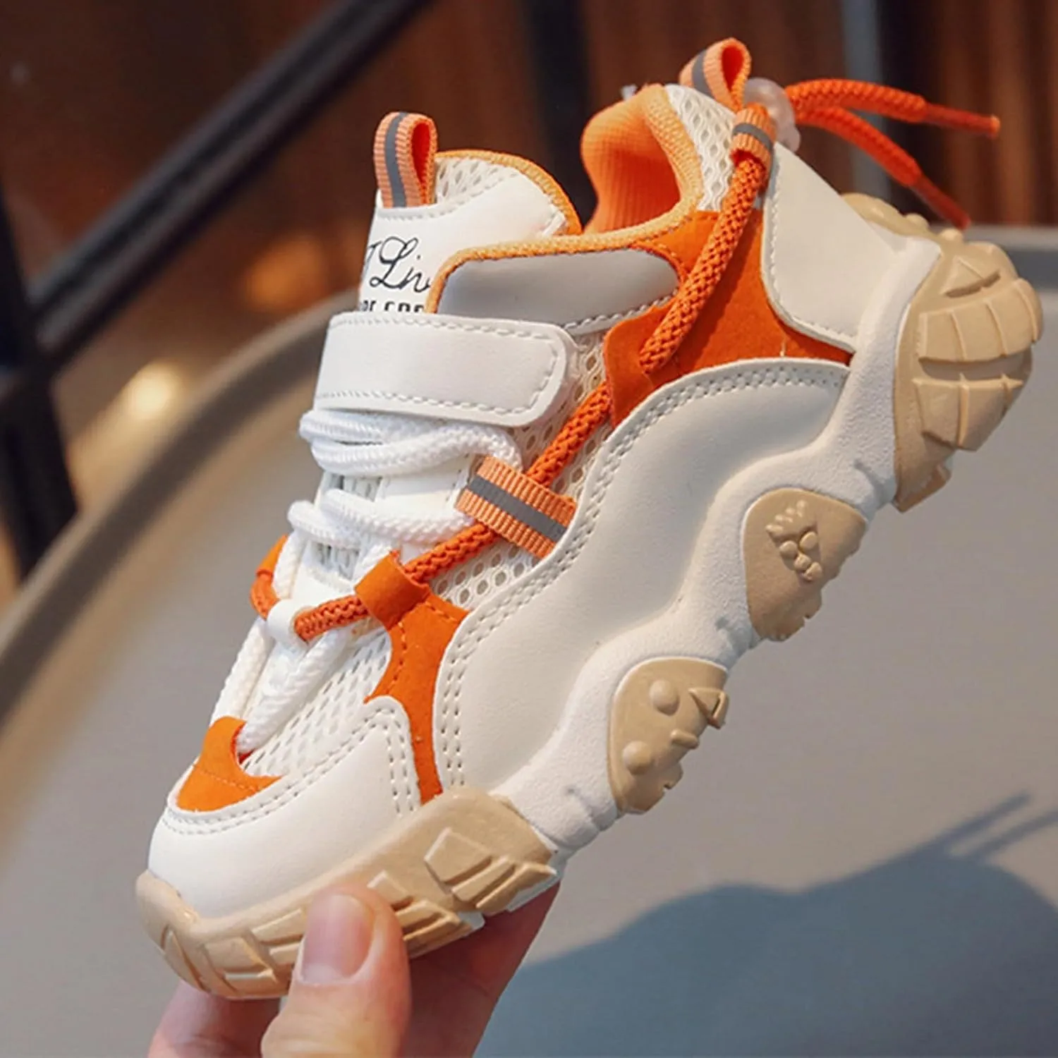 Toddler Mesh Sneakers for Boys Girls Hook and Loops Children Thick Sole Non Slip Lightweight Running Wedge Sneaker