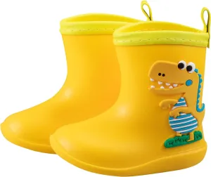 Toddler Rain Boots Big Dinosaur Children's Rain Shoes Cartoon Pattern Baby Rain Boots Wearable Water Rubber Shoes, 5