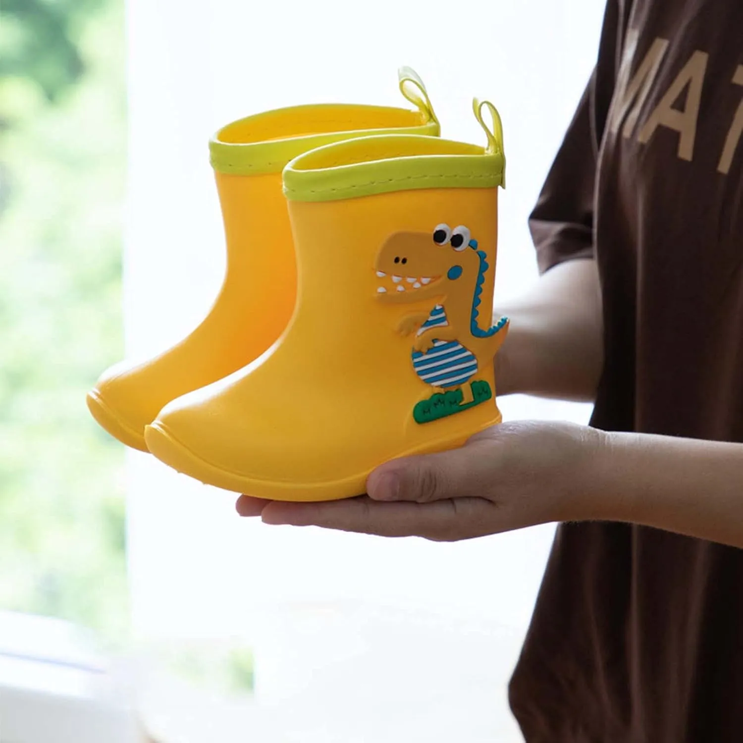 Toddler Rain Boots Big Dinosaur Children's Rain Shoes Cartoon Pattern Baby Rain Boots Wearable Water Rubber Shoes, 5