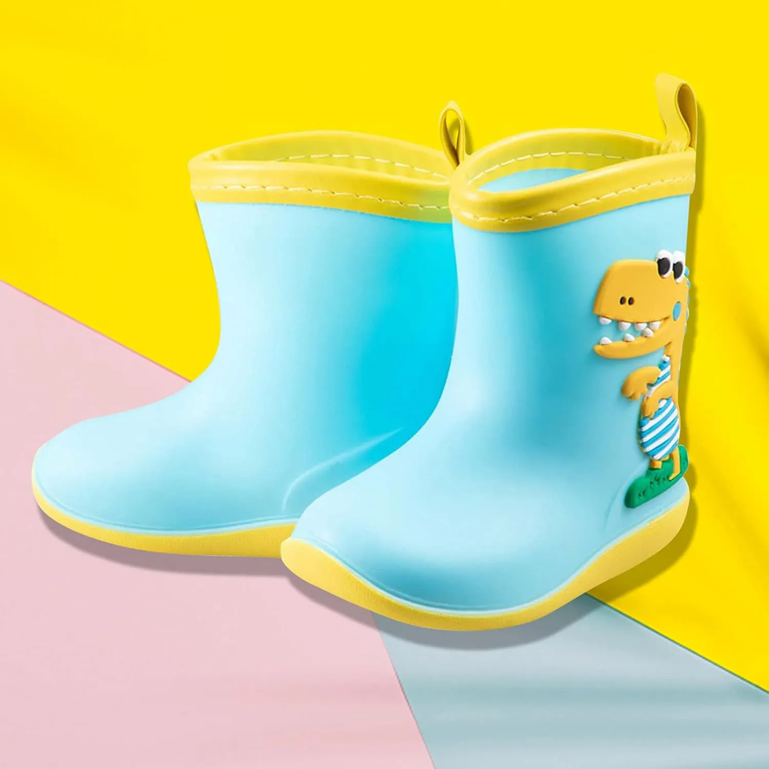 Toddler Rain Boots Big Dinosaur Children's Rain Shoes Cartoon Pattern Baby Rain Boots Wearable Water Rubber Shoes, 5