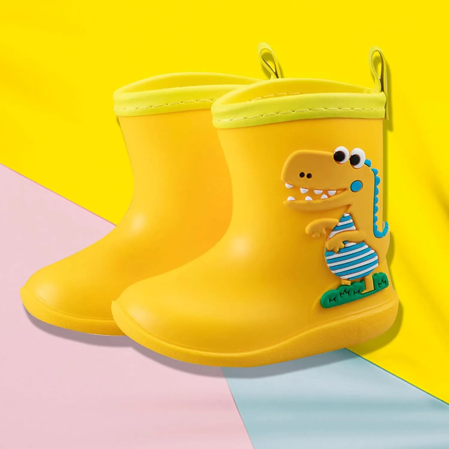 Toddler Rain Boots Big Dinosaur Children's Rain Shoes Cartoon Pattern Baby Rain Boots Wearable Water Rubber Shoes, 5
