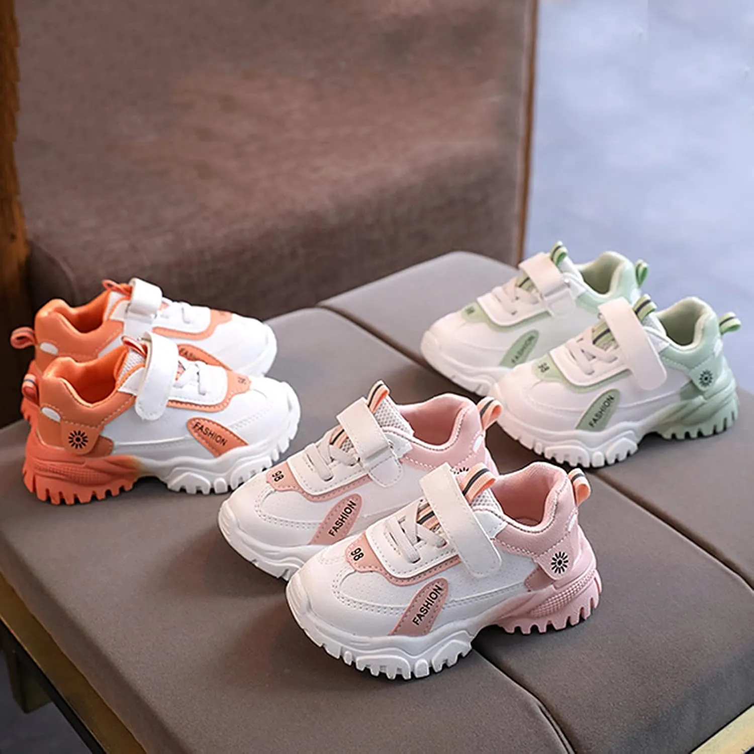 Unisex-Child Lightweight Breathable Athletic Running Sneakers for Kids Boys Girls Lace-up Anti-Slip Sport Shoes