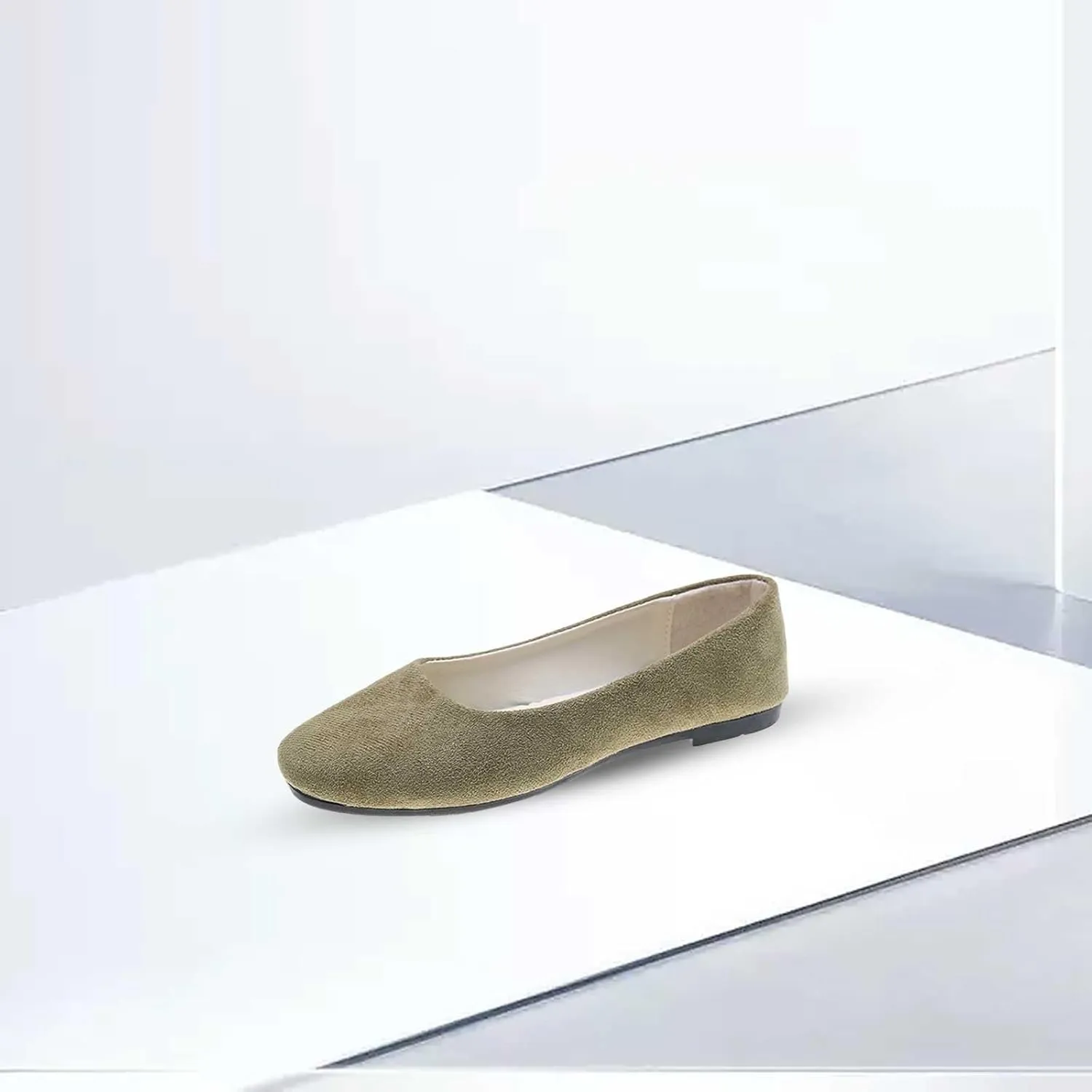 VESNIBA Women Girls Solid Big Size Slip On Flat Shallow Comfort Casual Single Shoes Womens Sandals Size
