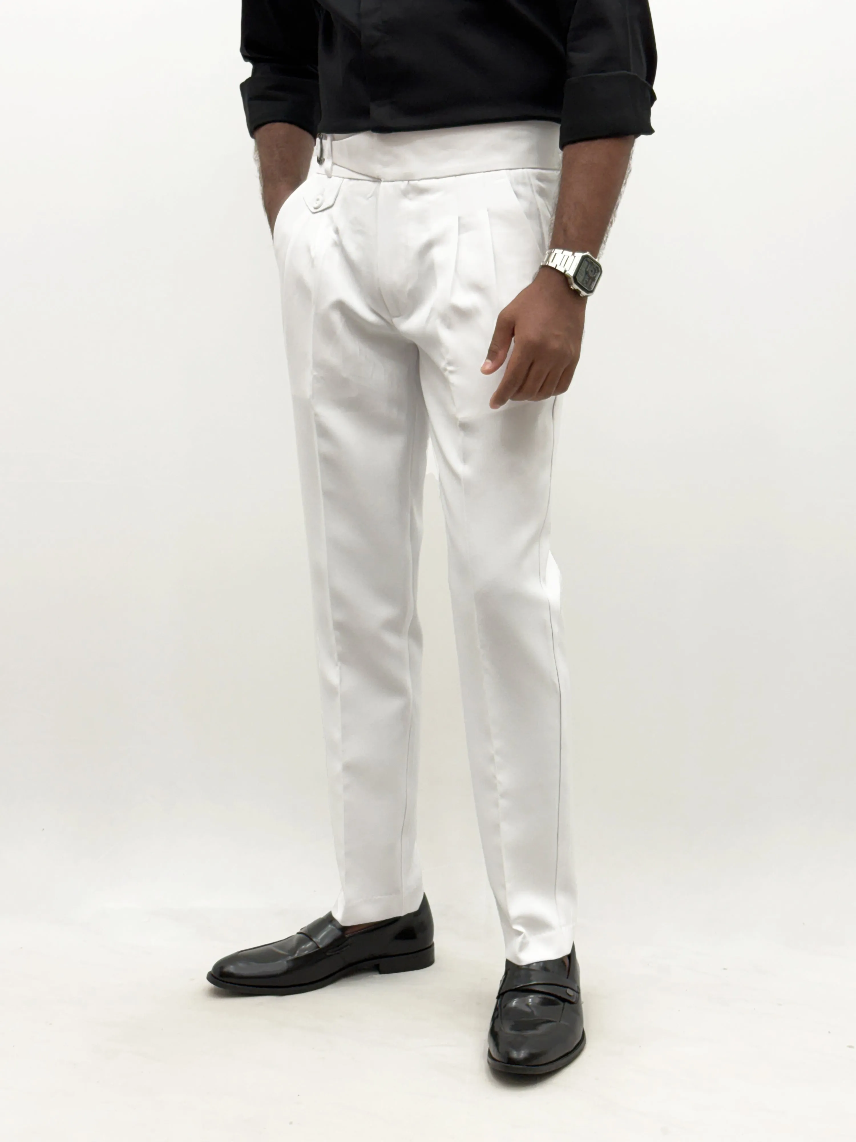 White Plain Elbow Patch Shirt