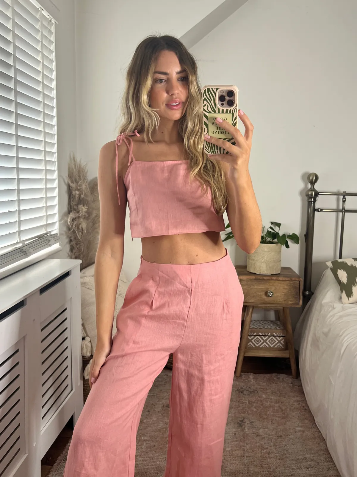 Whitney Linen Top in Blush