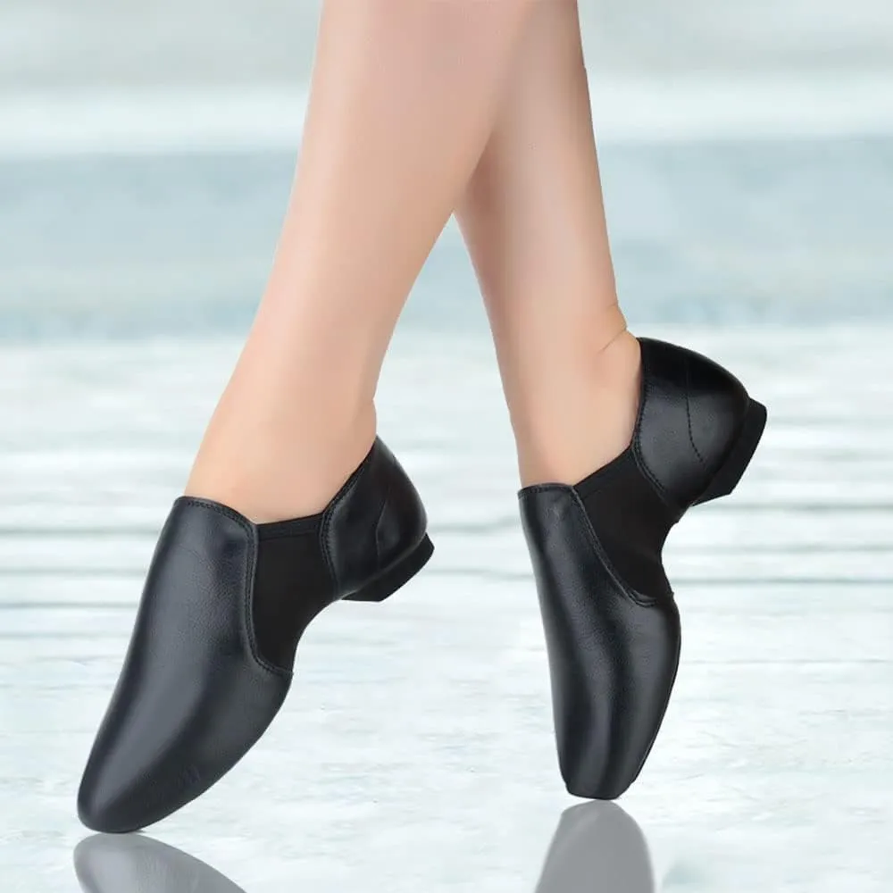 Women Leather Jazz Dance Dhoes Girls Dancing Ankle Boots Slip On Jazz Shoe
