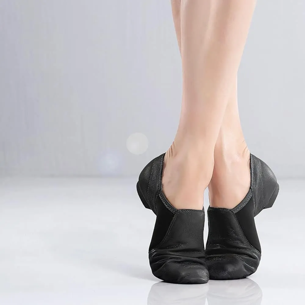Women Leather Jazz Dance Dhoes Girls Dancing Ankle Boots Slip On Jazz Shoe