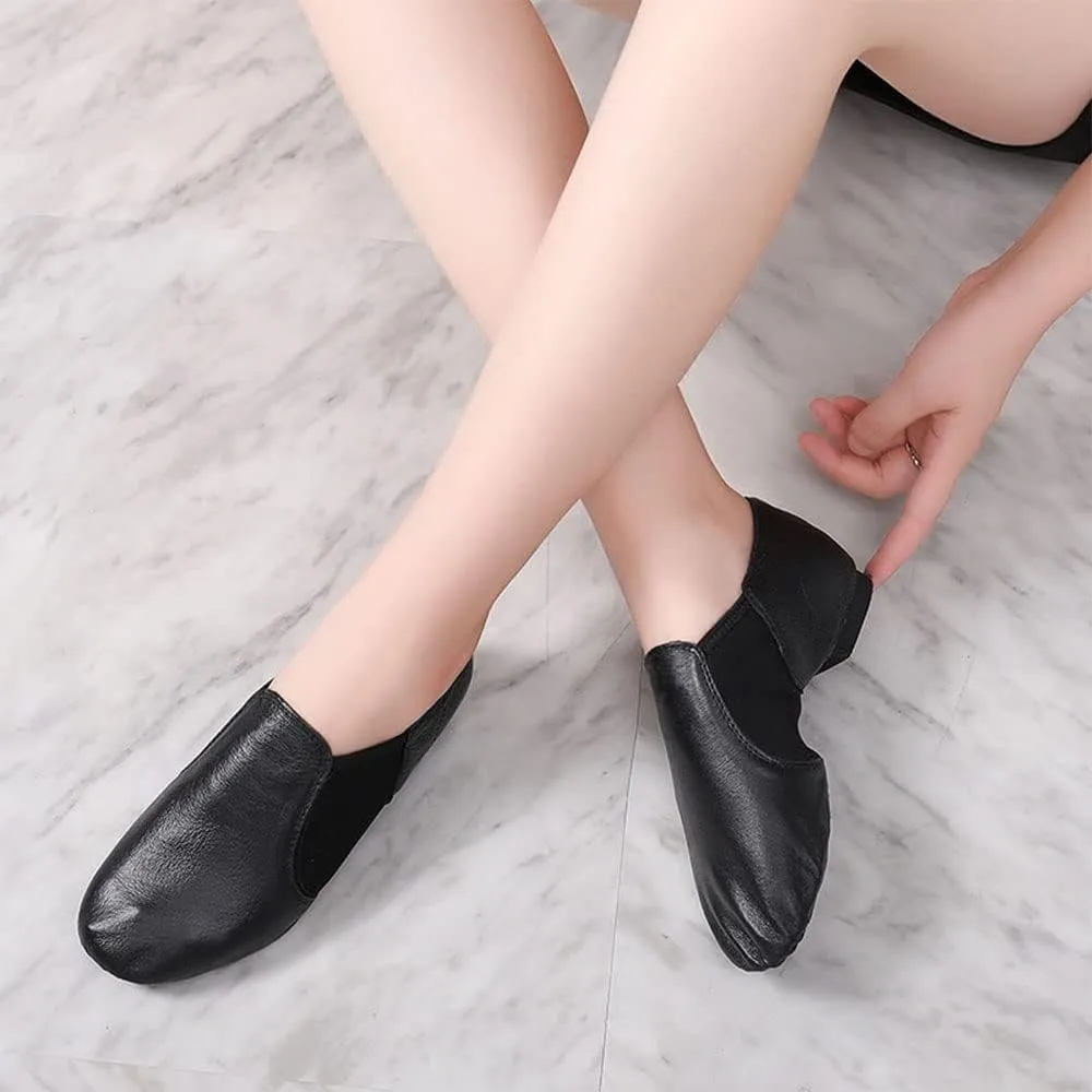 Women Leather Jazz Dance Dhoes Girls Dancing Ankle Boots Slip On Jazz Shoe