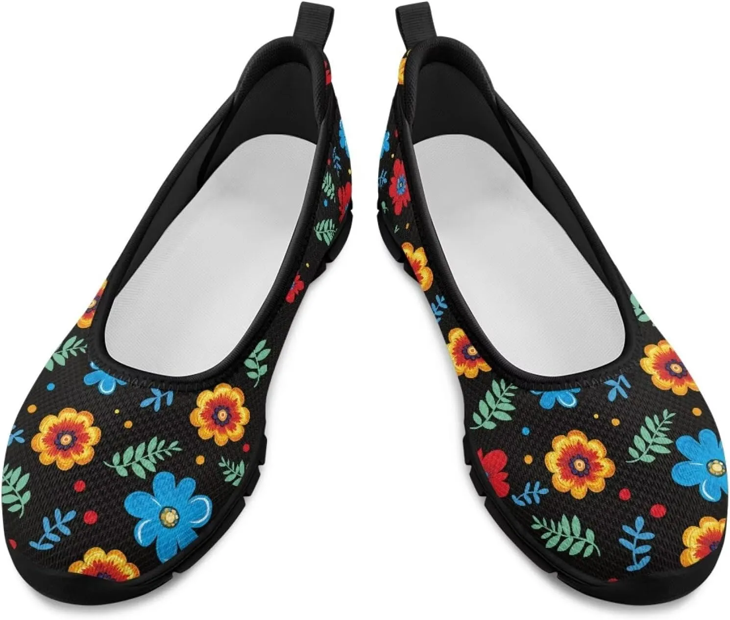 Women Slip On Shoes Sneakers for House Outdoor Breathable Lightweight Loafers Fashion Comfortable Sneakers Size 6-11 Black Sole