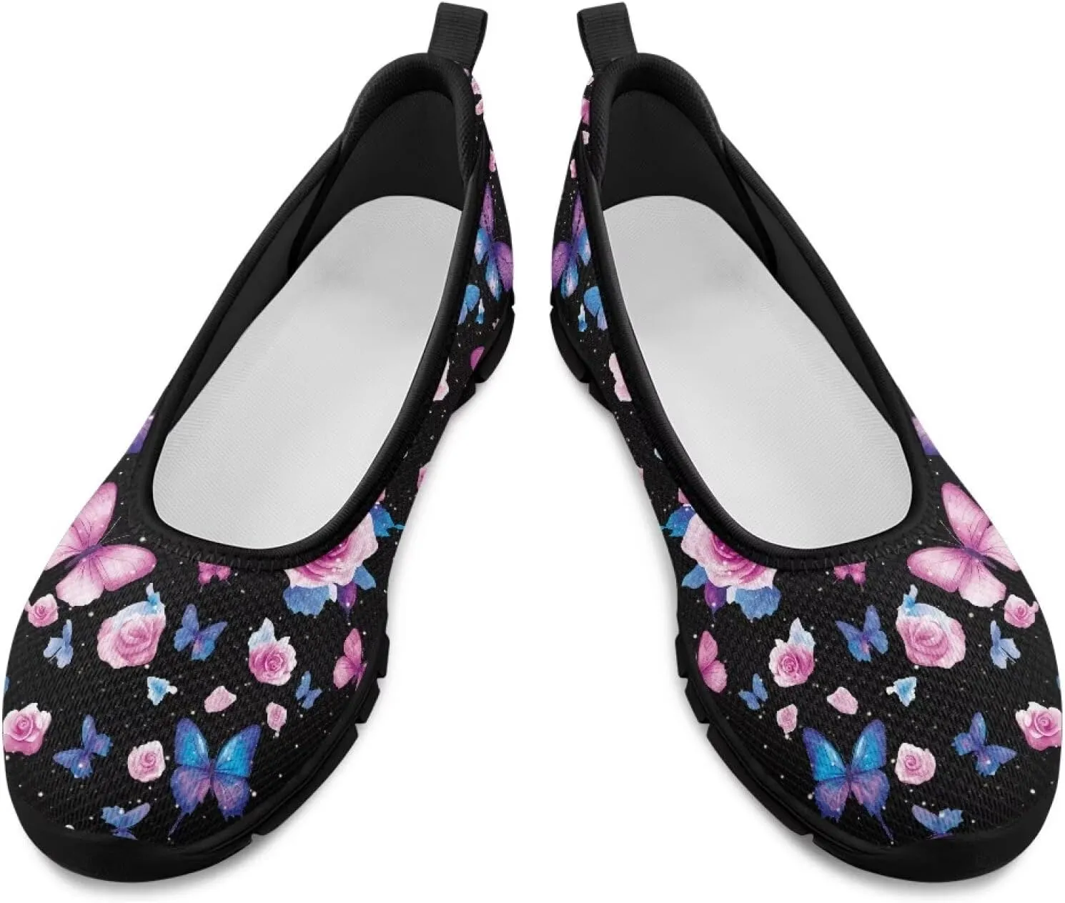 Women Slip On Shoes Sneakers for House Outdoor Breathable Lightweight Loafers Fashion Comfortable Sneakers Size 6-11 Black Sole
