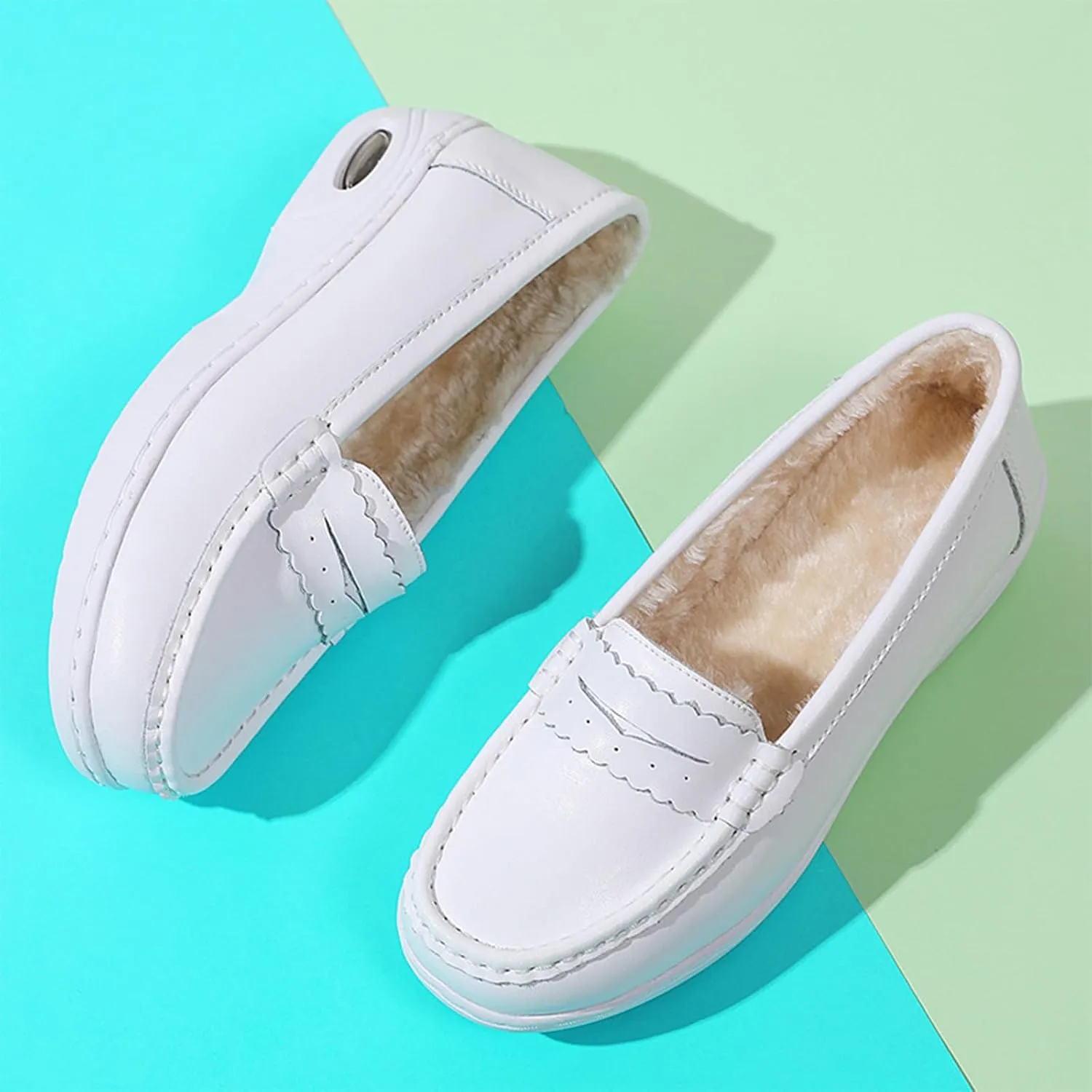 Women's Air-Cushion Orthopedic Slip-On Nurse Shoes Fashion Round-Toe Wedge Heel Thick-Soled Comfortable Arch Support Walking Loafers