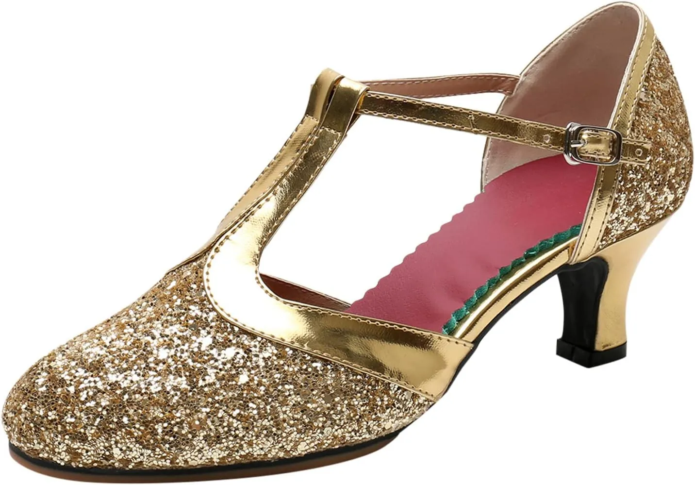 Womens Beach Sandals Size 11 Sandals for Womens Latin Dance Shoes Heeled Ballroom Salsa Tango Party Sequin Dance Shoes (Gold, 6.5)