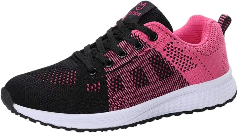 Womens Lace Up Running Shoes Non Slip Walking Shoes Running Shoes for Women Slip On Men's Casual Shoes Chunky Sneakers Red Tennis Shoe Cross Trainer Shoe