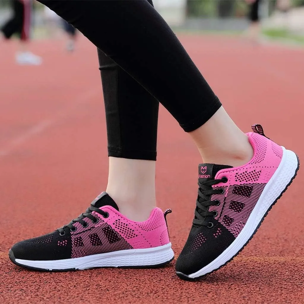 Womens Lace Up Running Shoes Non Slip Walking Shoes Running Shoes for Women Slip On Men's Casual Shoes Chunky Sneakers Red Tennis Shoe Cross Trainer Shoe