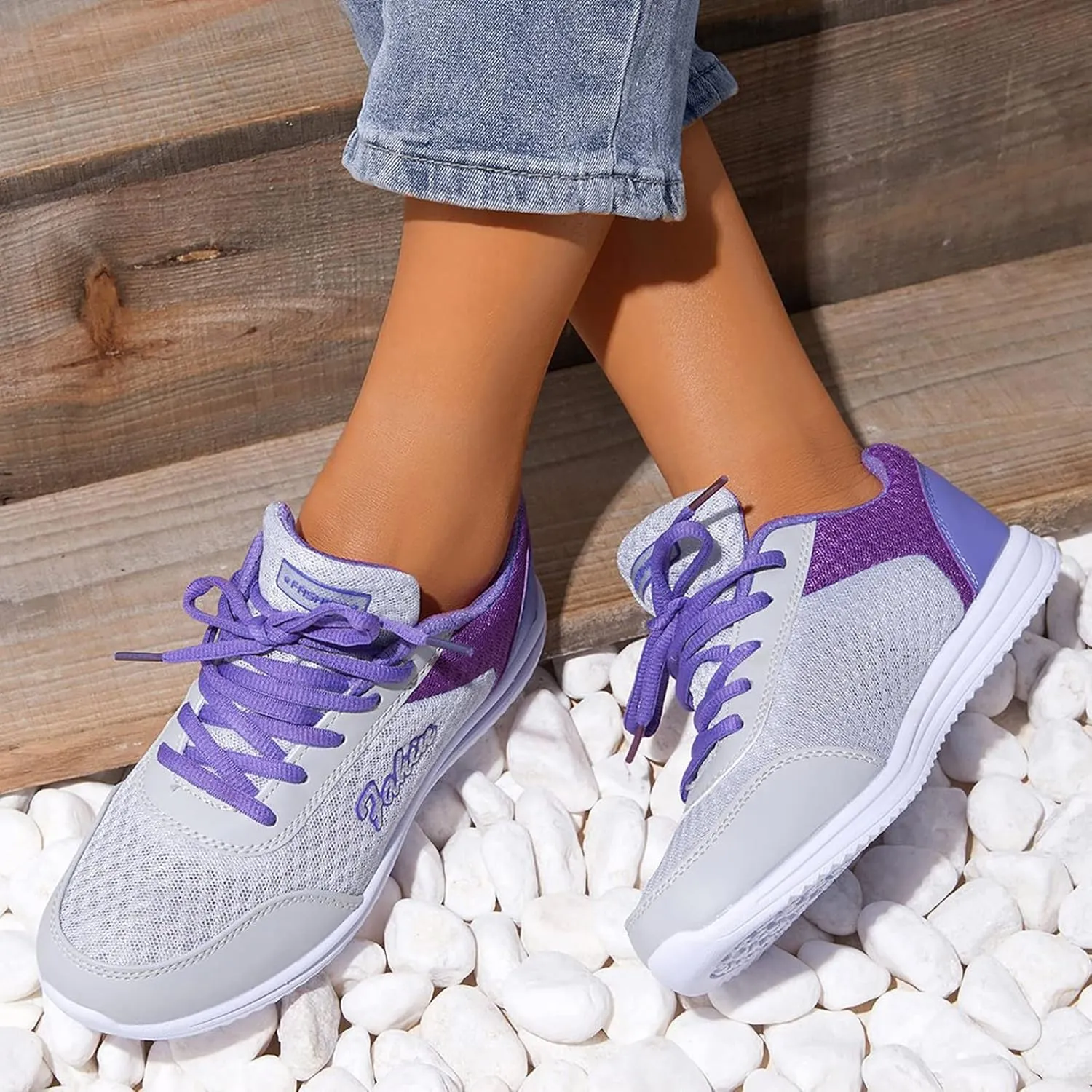 Womens Lace Up Walking Shoes Memory Foam Lightweight Comfort Tennis Shoes Womens Sport Women's Shoes Casual White Sneakers Steel Toe Tennis Shoe Trainers Shoe