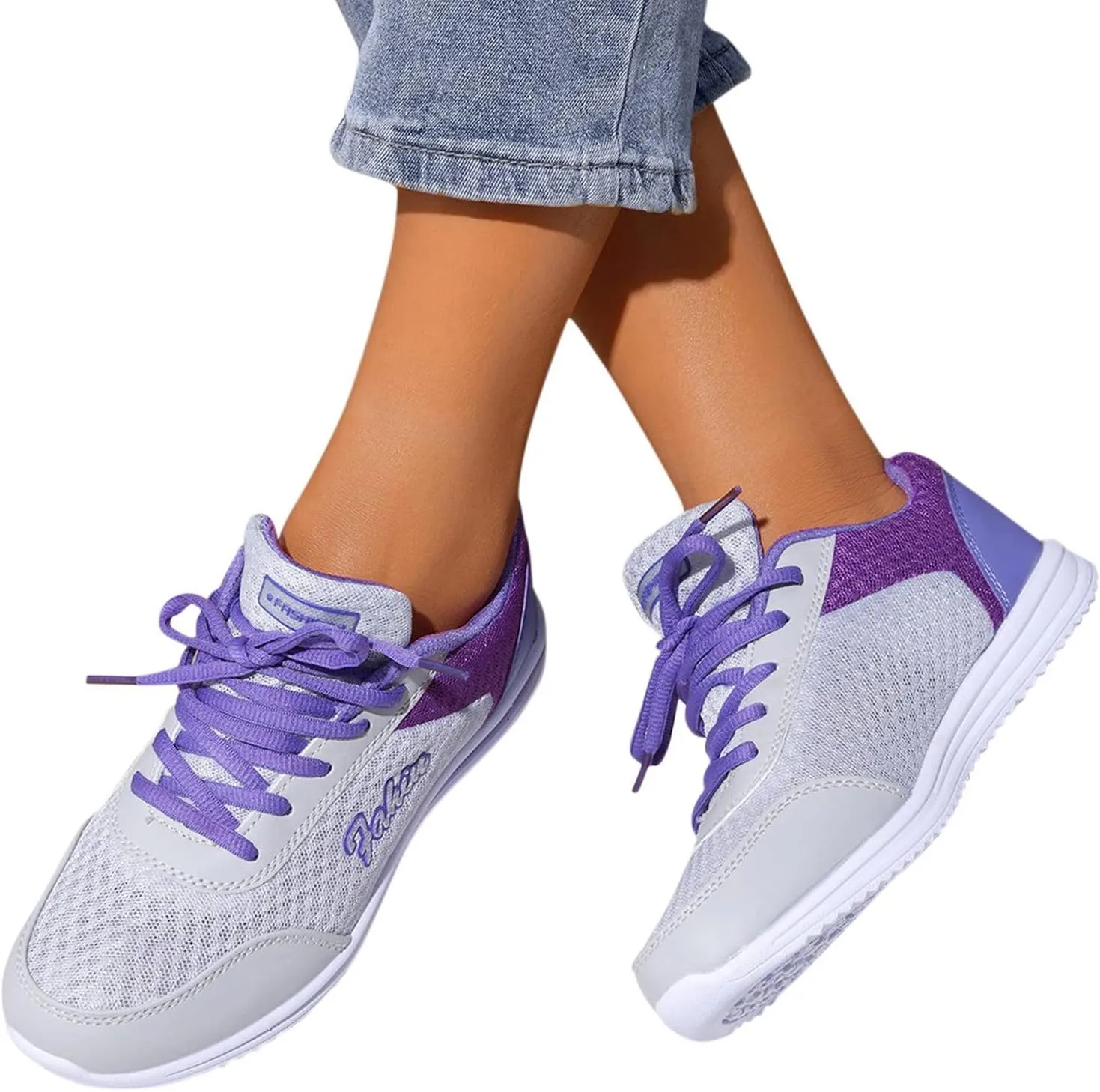 Womens Lace Up Walking Shoes Memory Foam Lightweight Comfort Tennis Shoes Womens Sport Women's Shoes Casual White Sneakers Steel Toe Tennis Shoe Trainers Shoe