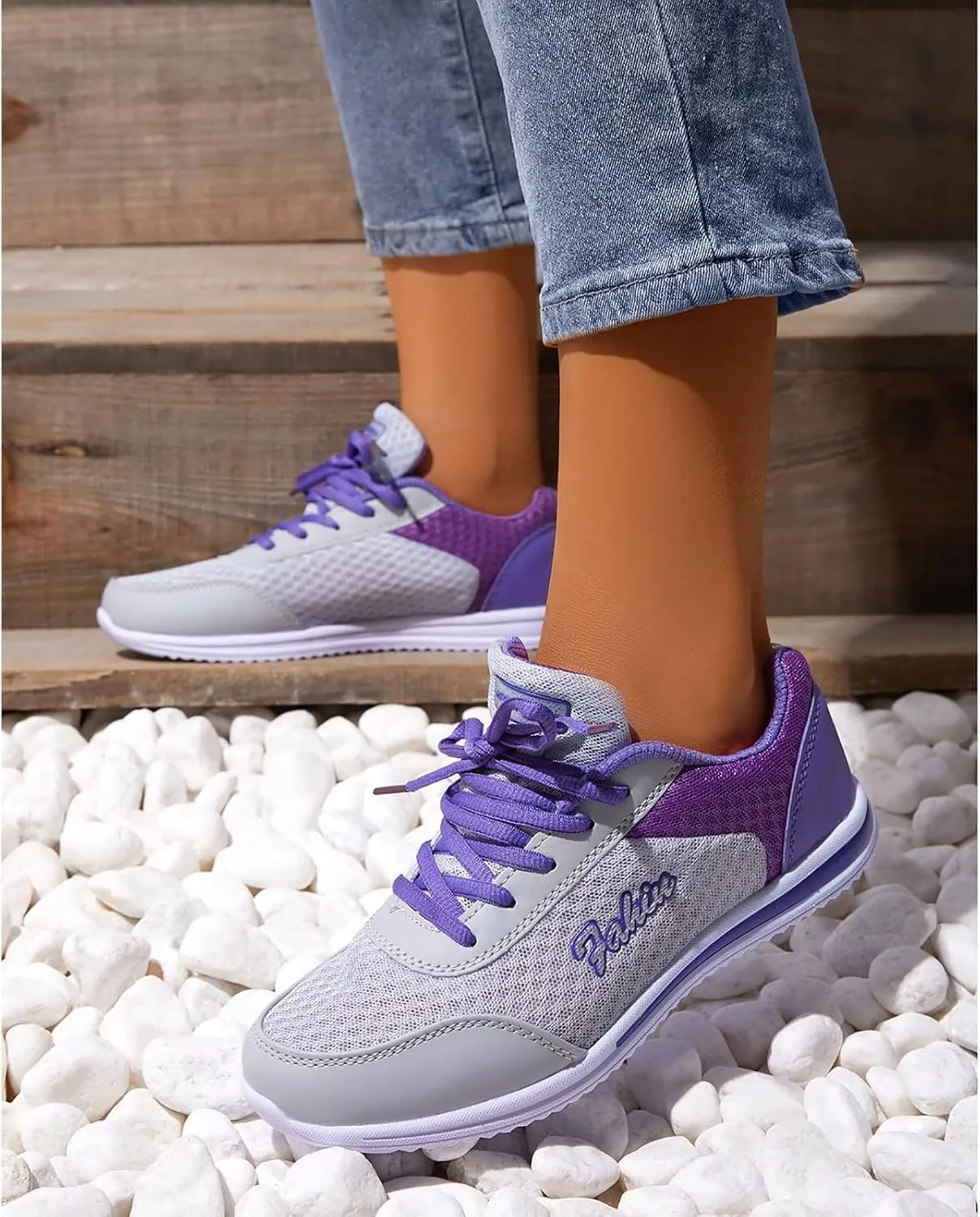 Womens Lace Up Walking Shoes Memory Foam Lightweight Comfort Tennis Shoes Womens Sport Women's Shoes Casual White Sneakers Steel Toe Tennis Shoe Trainers Shoe