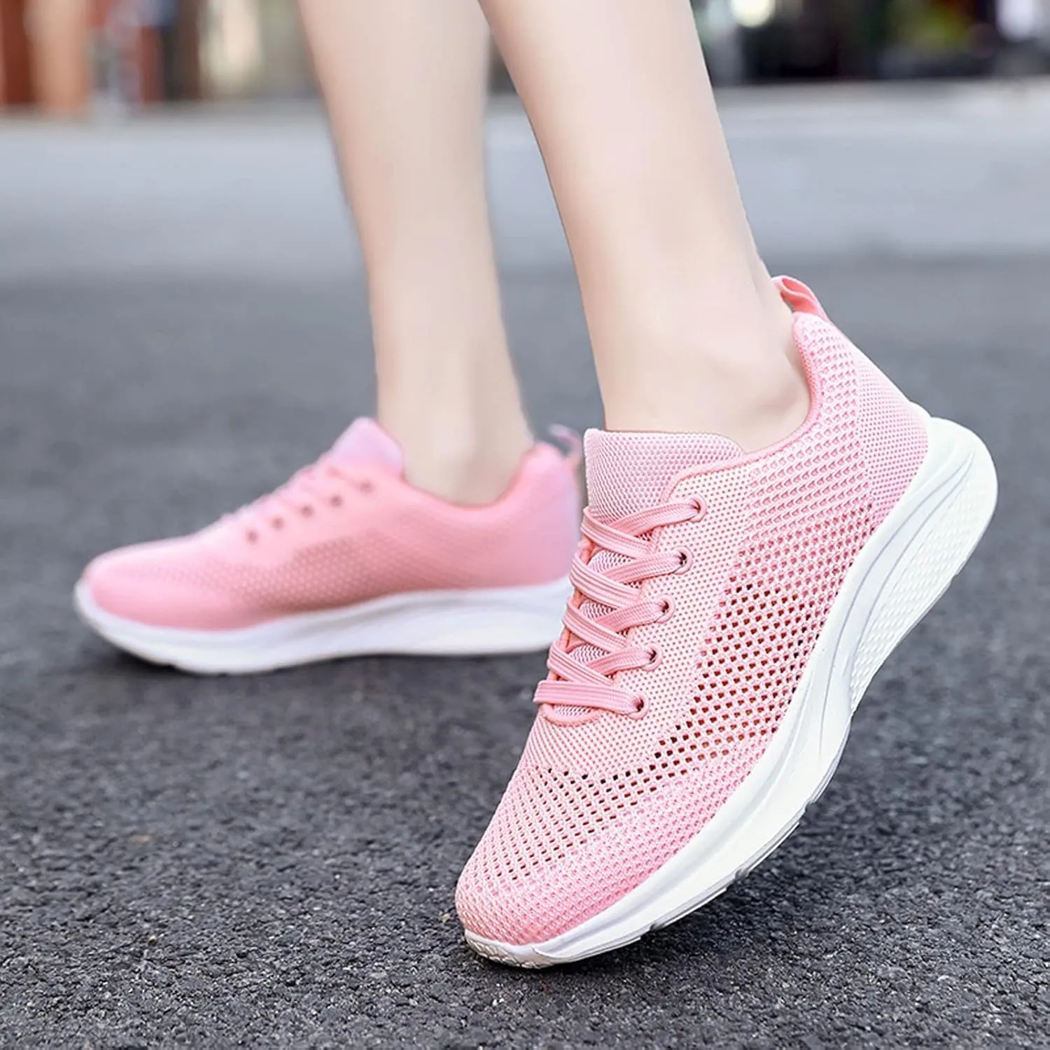 Womens Ladies Walking Running Shoes Slip On Lace-Up Womens Tennis Shoes Sport Women's Shoes Casual Black Platform Sneaker White Tennis Shoe Trainers Shoe