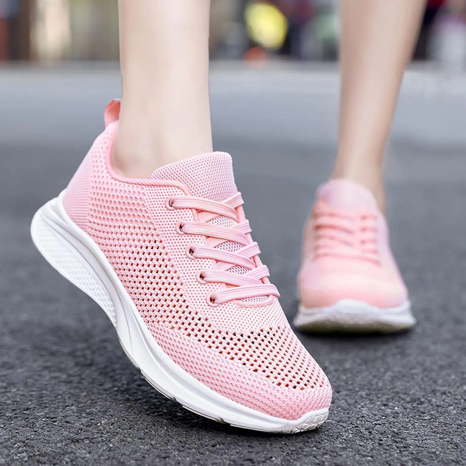 Womens Ladies Walking Running Shoes Slip On Lace-Up Womens Tennis Shoes Sport Women's Shoes Casual Black Platform Sneaker White Tennis Shoe Trainers Shoe