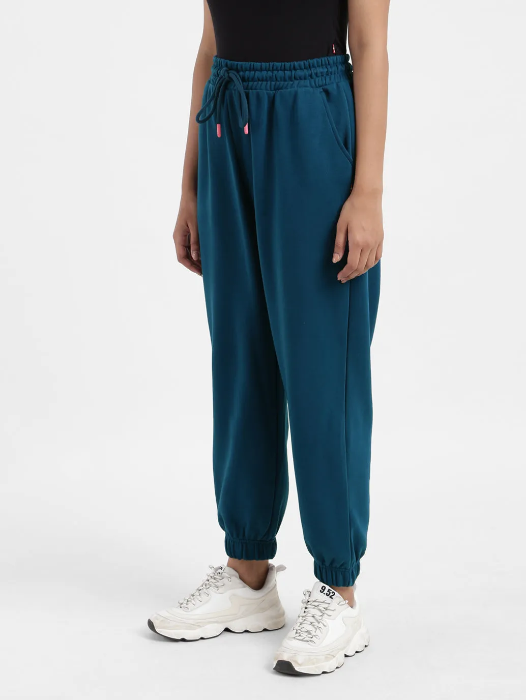 Women's Mid Rise Blue Regular Fit Joggers